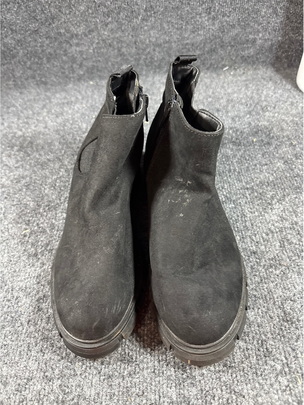 Womens Black Ankle Boots Size 5 Side Zip Block Heel Chelsea Booties